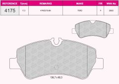 BEŞER FREN BALATA ARKA FISLI FORD TRANSIT CUSTOM (V362) 2.2 TDCI 2012-