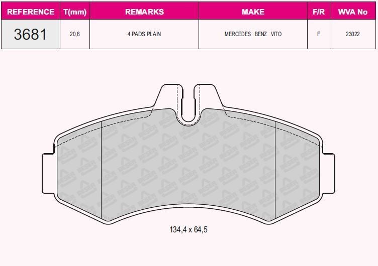 QCB FREN BALATA ON MERCEDES VITO (638) 108 CDI 1997-2003 / VITO (638) 110 CDI 1997-2003