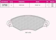 QCB FREN BALATA ON PEUGEOT 206 (2A/C) 1.4i 16v 1998-2006 / 206 (2A/C) 1.4 HDI 1998-2006 / 206 (2A/C) 1.6i 16v 1998-2006