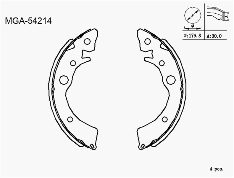 MGA ARKA PABUÇ BALATA HONDA CIVIC IV 1.3-1.5 İ-1.6 İ (ABS'SİZ) (91-95)-CIVIC V (EJx) 1.6 VTİ (96-00)
