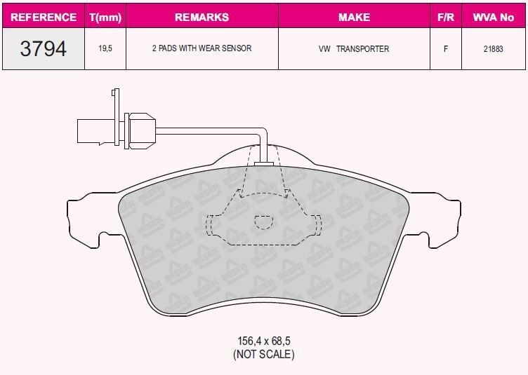 QCB FREN BALATA ON FISLI VOLKSWAGEN TRANSPORTER IV (70XB,70XC,7DB,7DW) 2.5 D 1990-2003 / TRANSPORTER IV (70XB,70XC,7DB,7DW) 2.5 TDI 1990-2003