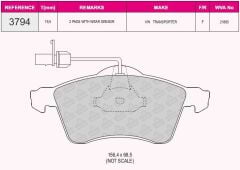 QCB FREN BALATA ON FISLI VOLKSWAGEN TRANSPORTER IV (70XB,70XC,7DB,7DW) 2.5 D 1990-2003 / TRANSPORTER IV (70XB,70XC,7DB,7DW) 2.5 TDI 1990-2003