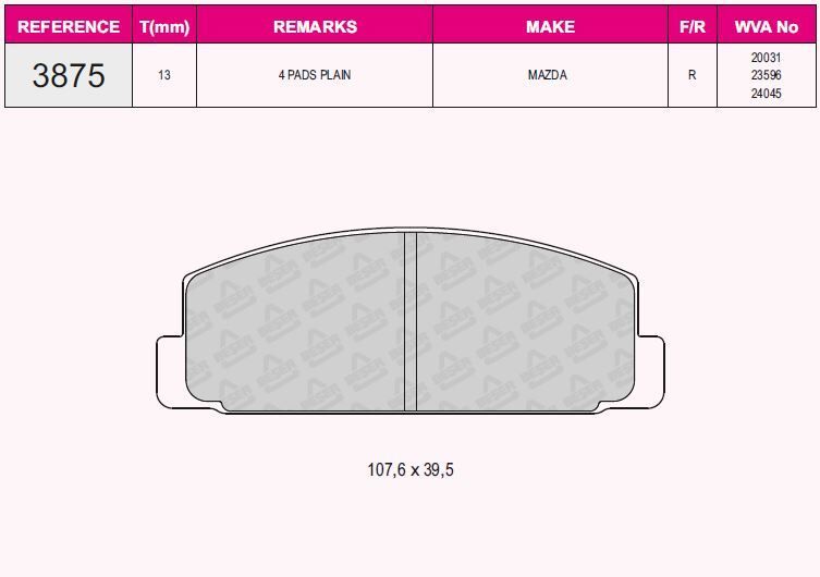 QCB FREN BALATA ARKA TEL DELIKLI MAZDA 323 VI (BJ) 1.4i 16v 1998-2004/ 1.5i 16v 1998-2004/ 1.6i 1998-2004/ 2.0i 1998-2004/ MAZDA 6 (GG,GY) 2.0i 2002-2007/ MAZDA 6 (GH) 2.0i MRZ 2007-2012