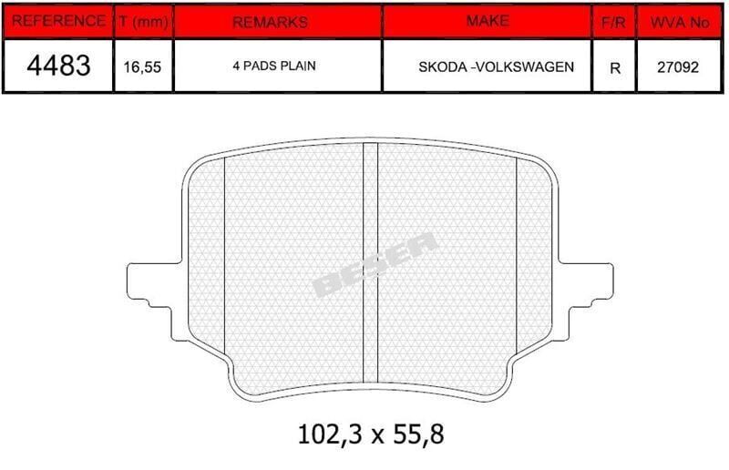 BEŞER ARKA FREN BALATASI CUPRA TERRAMAR SKODA KODİAQ/SUPERB VW PASSAT ESTATE/VARİANT/TAYRON/TİGUAN 09/20 2