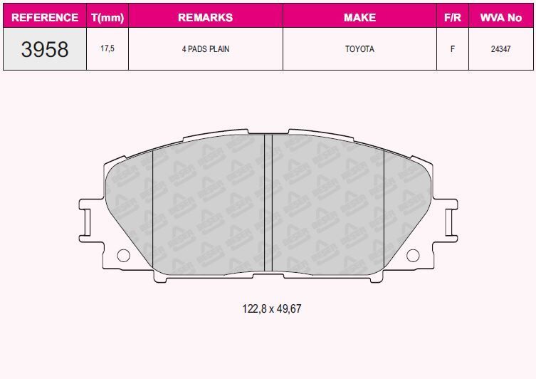 QCB FREN BALATA ON TOYOTA YARIS (P9) 1.0 VVT-I 2006-2010/ YARIS (P9) 1.3 VVT-I 2006-2010 / YARIS (P9) 1.4 D-4D 2006-2010