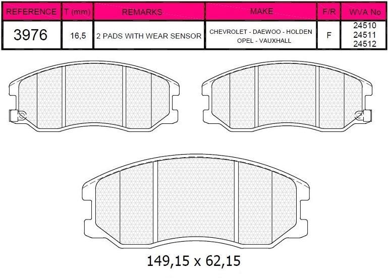 QCB FREN BALATA ON IKAZLI CHEVROLET CAPTIVA (C100) 2.0 D 2006-2012 / CAPTIVA (C140) 2.0 D 2012-2014 / OPEL ANTARA 2.0 CDTI A-T 2007-