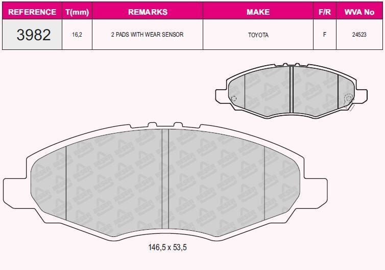 QCB FREN BALATA ON IKAZLI TOYOTA HI-LUX PICK UP 2.5 D 1983-2005 / 2.5 D-4D 1983-2005 / LAND CRUISER (_J7_) 2.4i 1984-1996 / LAND CRUISER 90 (_J9_) 3.0 TD 1996-2002/ 3.0 D 1996-2002/ 3.0 D-4D 1996-2002