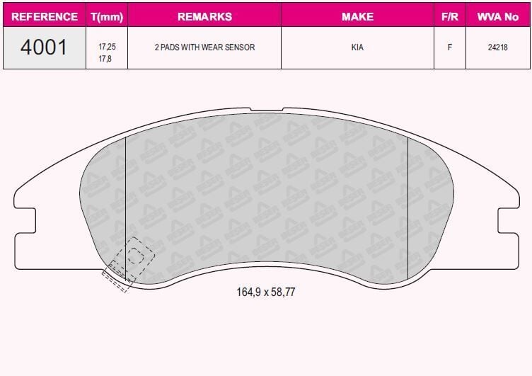 QCB FREN BALATA ON IKAZLI KIA CERATO (LD) 1.6i 2004-2012 / KIA CERATO (LD) 1.5 CRDI 2004-2012
