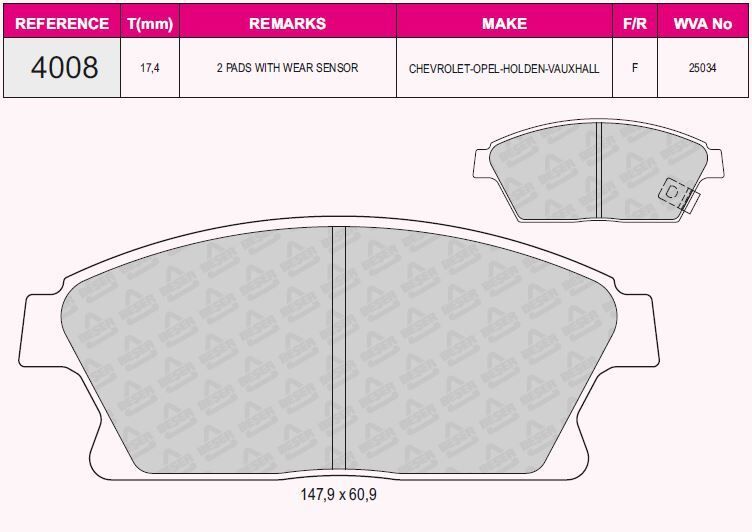 QCB FREN BALATA ON IKAZLI OPEL ASTRA J 1.6i 16 JANT 2009-2016/ MOKKA 1.4 2012-/ ZAFIRA C 1.6 2011-/ CHEVROLET TRAX 1.6 2012-2014/ CRUZE 1.6 2009-2014/