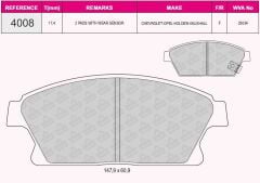 QCB FREN BALATA ON IKAZLI OPEL ASTRA J 1.6i 16 JANT 2009-2016/ MOKKA 1.4 2012-/ ZAFIRA C 1.6 2011-/ CHEVROLET TRAX 1.6 2012-2014/ CRUZE 1.6 2009-2014/