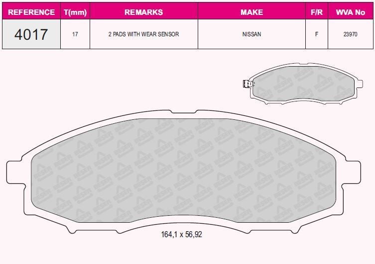 QCB FREN BALATA ON IKAZLI NISSAN PICK UP (D22) 2.5 DI 4WD 1998- / NP300 SKYSTAR 2.5 DCI 2008- / SKYSTAR 2.5 D 1998-2002 / SKYSTAR 2.4i 2002-2005