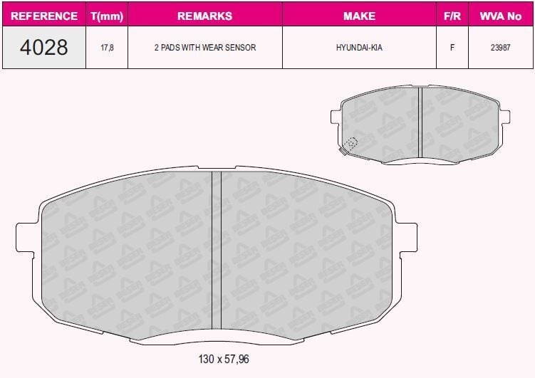 QCB FREN BALATA ON IKAZLI HYUNDAI I30 1.6i 2007-2011/ I30 1.6 CRDI 2007-2011/ I30 1.6 CRDI 2011-/ KIA CEE'D 1.6 CRDI 90 HP 2006-2012/ CEE'D 1.6i 115 HP 2006-2012/ CARENS II 2.0 CRDI 2002-2006