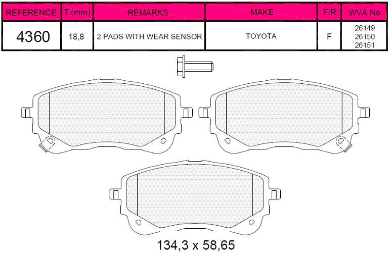 QCB FREN BALATA IKAZLI ON TOYOTA COROLLA (_E21_) 1.8 Hybrid 2019- / COROLLA (_E21_) 1.6 VVT-I 2019-