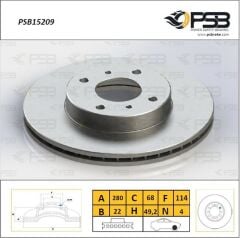 FREN DISKI ON HAVALI 4 BJN 280X22X68,1X49,5 NISSAN PRIMERA 1.6i 16v - 1.8i 16v - 2.0i 16v - 2.0 TD 1996-2001/ ALMERA II 1.5i 16v - 1.8i 2000-2007/ 200 SX 1.8 1988-1994