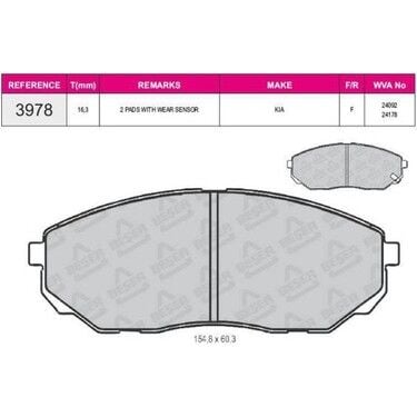 BSR FREN BALATA ON IKAZLI KIA SORENTO I (JC) 2.4i 2002-2009 / KIA SORENTO I (JC) 2.5 CRDI 2002-2009 581013EE01
