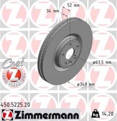 ZIMMERMANN FREN DISKI ON (18 INC) DISCOVERY SPORT L550 14> RANGE ROVER EVOQUE L538 11>19 JAGUAR E-PACE (X540)